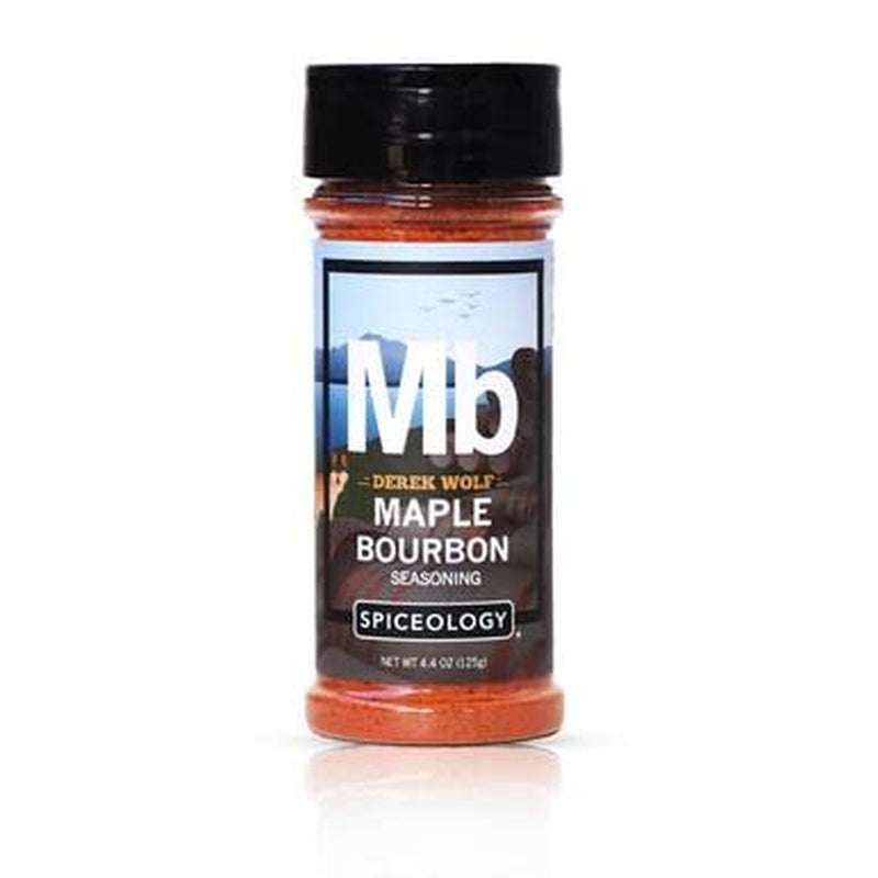 Spiceology & Derek Wolf - Maple Bourbon Seasoning - Sweet & Smoky Barbeque Rubs, Seasonings and Spice Blends - Use On: Ribs, Pork Shoulder, Beef, Bacon, Chicken Wings, Popcorn, Scallops or Duck Breast - 4.2 Oz