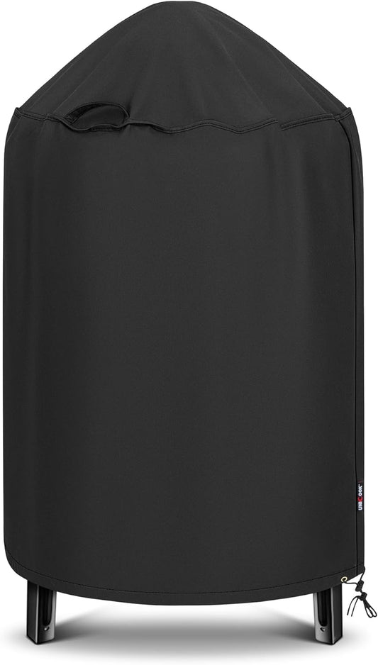 Unicook round Smoker Cover 30 Inch, Heavy Duty Waterproof Charcoal Kettle BBQ Grill Cover, Fade Resistant Barrel Protector, Fits Weber Char-Griller Akorn Kamado and More, 30" Dia X 36" H