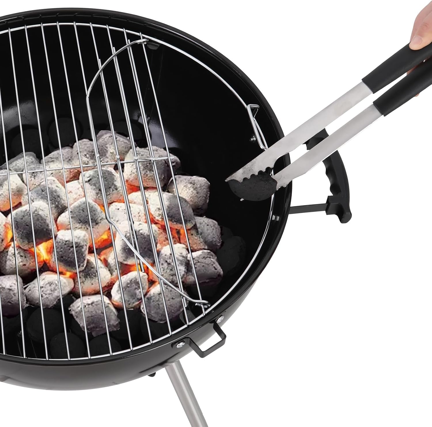 GREEN PARTY 22 Inch Kettle Charcoal BBQ Grill with Wheels, Portable Charcoal Grill with Porcelain-Enameled Lid & Ash Catcher for Outdoor Cooking Barbecue Camping Picnics Tailgating