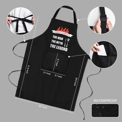 Aprons for Men, Mens Apron, Funny Aprons for Men, Adjustable Neck Strap Waterproof and Oilproof Best for Grilling, Husband Birthday Gift, Gifts for Husband, Father'S Day Gifts for Dad.