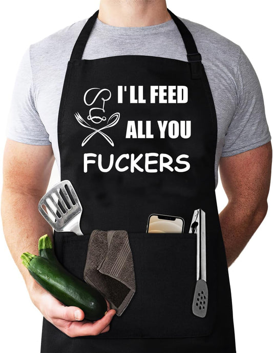 Aprons for Men, Mens Apron, Funny Aprons for Men, Husband Birthday Gift, Gifts for Husband, Father'S Day Gifts for Dad, Perfect for Kitchen Cooking, BBQ, Baking.