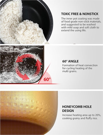 Toshiba Rice Cooker 6 Cup Uncooked – Japanese Rice Cooker with Fuzzy Logic Technology, 7 Cooking Functions, Digital Display, 2 Delay Timers and Auto Keep Warm, Non-Stick Inner Pot, White