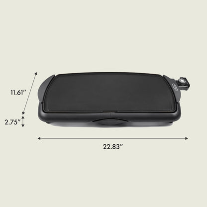 BELLA Electric Griddle & Flat Grill with Nonstick Large Cooking Surface and Removable Probe for Eggs, Tortillas, Pancake and More, 10.5" X 20", Black