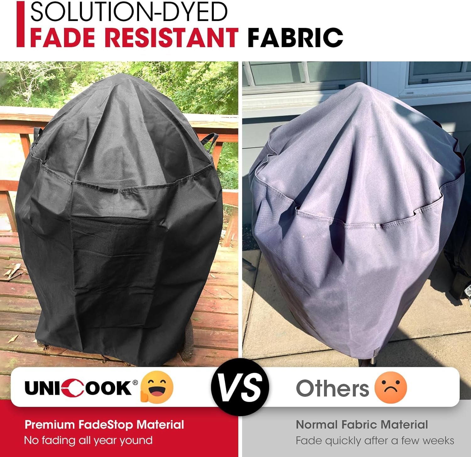 Unicook round Smoker Cover 30 Inch, Heavy Duty Waterproof Charcoal Kettle BBQ Grill Cover, Fade Resistant Barrel Protector, Fits Weber Char-Griller Akorn Kamado and More, 30" Dia X 36" H