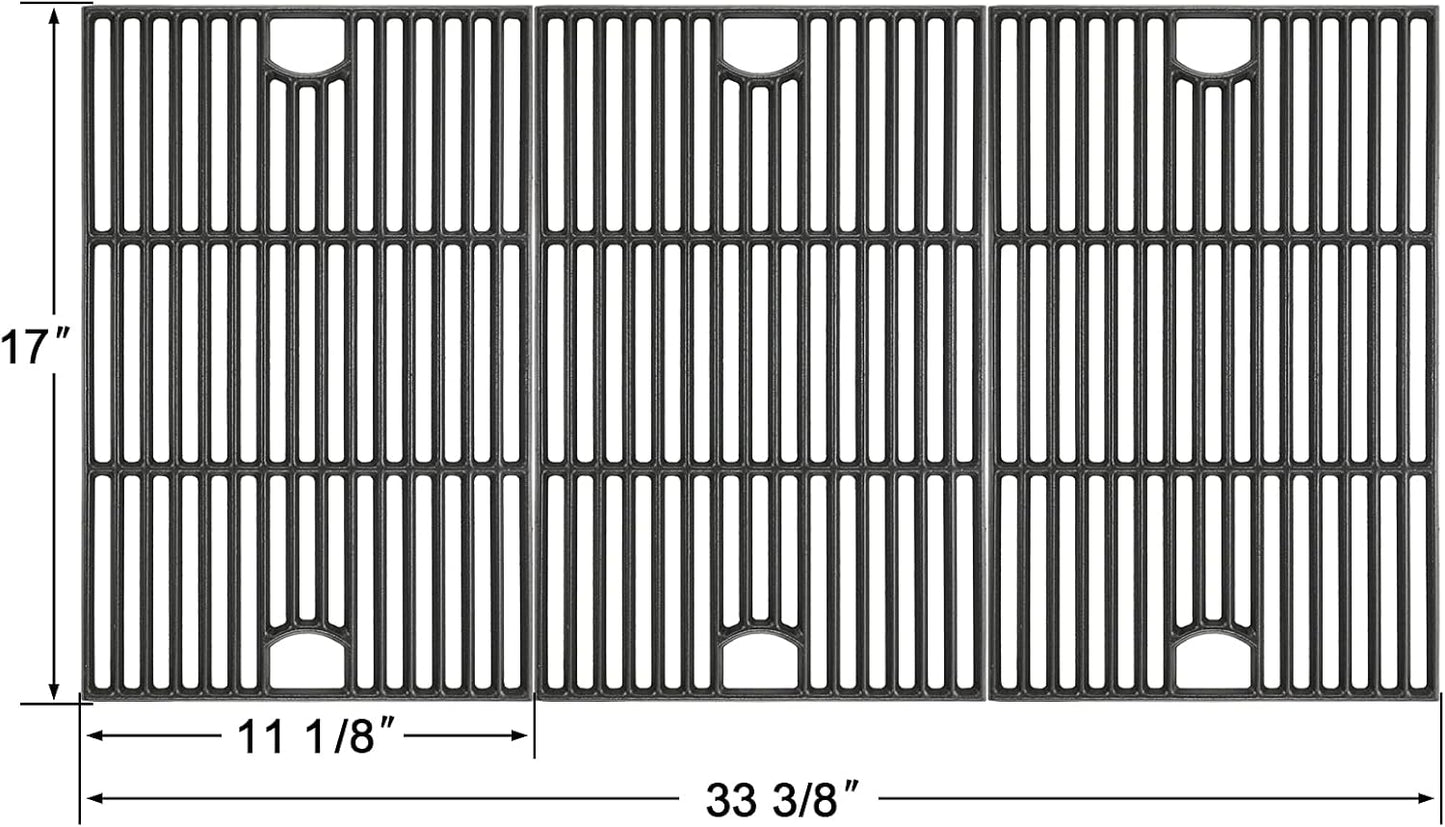 Hisencn 17 Inch Grill Cooking Grates for Homedepot Nexgrill 720-0896 720-0896B 720-0896C 720-0896CP 720-0896E, Cast Iron Grate Grill Grid Replacement Parts for Nexgrill 720-0898 720-0898A, 3 Pack