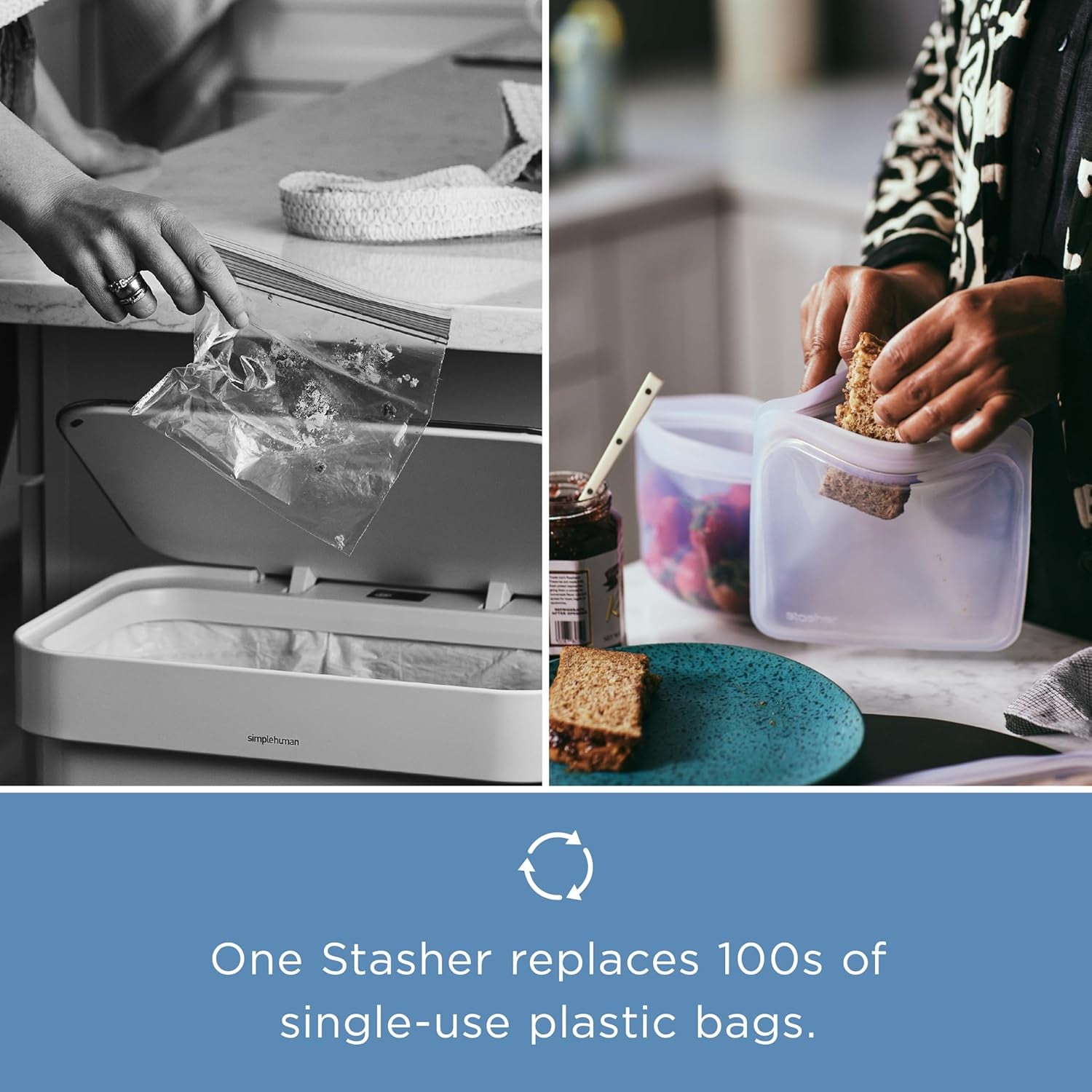 Stasher Premium Silicone Reusable Food Storage Bags, 4-Pack, Rainbow, Multi-Use Food Storage Bags, Lunch Bag, Travel Containers, BPA Free, Leak-Free, Dishwasher-Safe, Eco-Friendly
