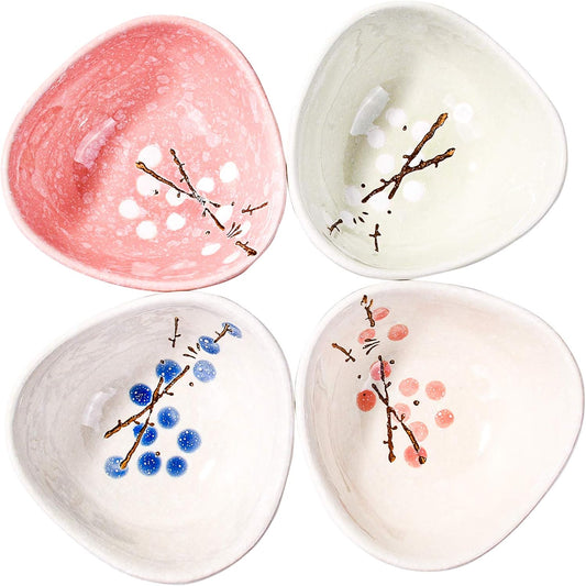Japanese Dipping Sauce Bowls of 4, Porcelain Sauce Dishes Sauce Dish for Seasoning Sushi