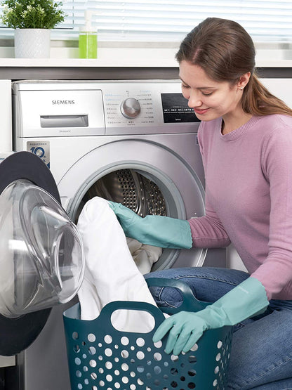 LANON Wahoo Skin-Friendly Dishwashing Cleaning Gloves, Reusable Unlined Kitchen Gloves, Non-Slip, Surf Spray, Small