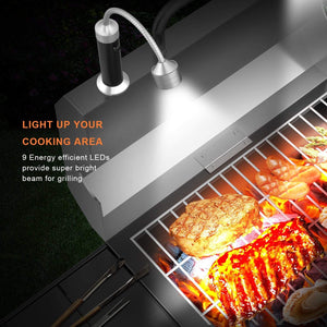 BBQ Grill Light Grilling Accessories for Outdoor, Magnetic Barbecue LED Night Lamp Flexible Gooseneck Cool Traveler Supplies Lighter, Men Dad Gift Pellet Smoker Griddle Gadget