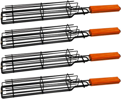 Portable Grilling Baskets - Set of 4 Companion Nonstick Kabob Grilling Baskets for Outdoor Grill - Kabobs and Loose Veggies，Fruits，Vegetable，Onion，Fish，Chicken and Meat Grill Baskets (Basket-4B)