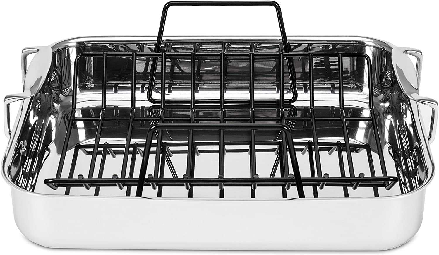 Viking Culinary 3-Ply Stainless Steel Roasting Pan, Includes a Nonstick Rack, Dishwasher, Oven Safe, Works on All Cooktops Including Induction