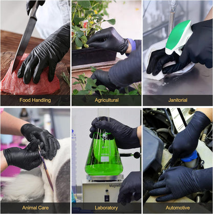 Disposable Nitrile Exam Gloves, 6-Mil, Black, Heavy Duty Disposable Gloves, Cooking Gloves, Latex Free, Powder Free