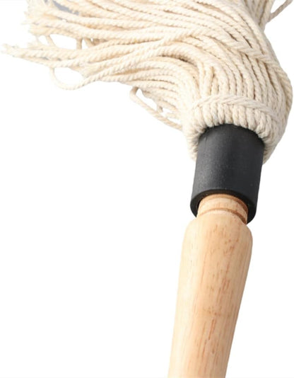 Wooden Long Handle BBQ Basting Mop with 4 Extra Replacement Heads, Barbecue Supplies Grill Basting Mop for BBQ Grilling Smoking Steak