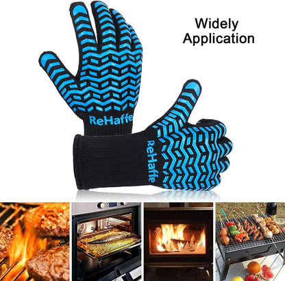 Heat Resistant Gloves for Grilling 1472 F,Breathable Ove Glove Anti-Slip Cut Resistance,Food Grade Protective Long BBQ Grill Gloves for Cooking Outdoor Barbeque and Smoking