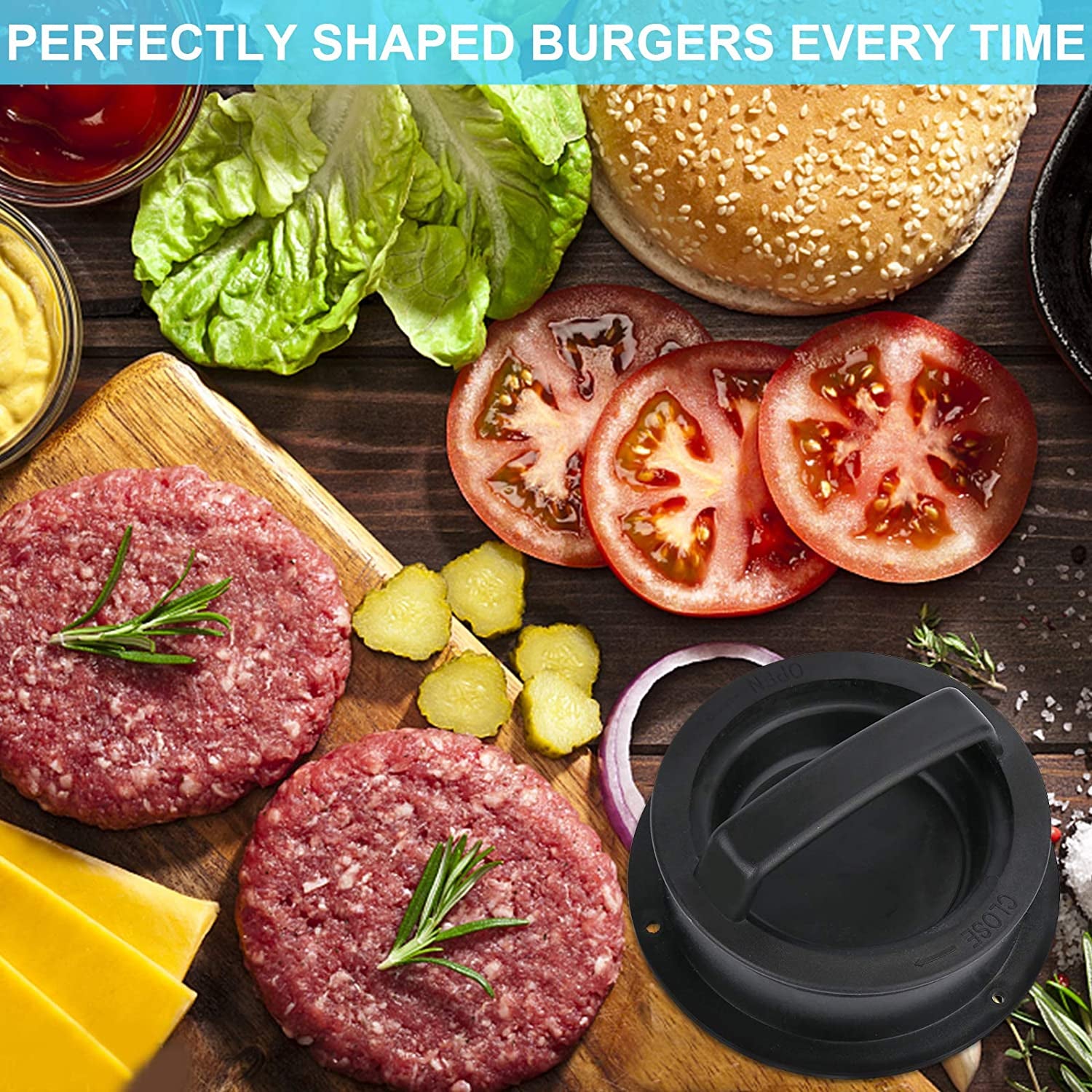 3 in 1 Stuffed Burger Press Patty Maker Rings Molds Kit, Non Stick Stuffer Hamburger Press Patty Maker - with 100 Pcs Wax Hamburger Patty Paper, Sausage Patty Press for Slider/Pattie/Grilling HAHAYOO