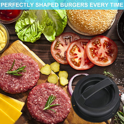 3 in 1 Stuffed Burger Press Patty Maker Rings Molds Kit, Non Stick Stuffer Hamburger Press Patty Maker - with 100 Pcs Wax Hamburger Patty Paper, Sausage Patty Press for Slider/Pattie/Grilling HAHAYOO