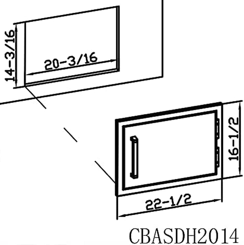 Outdoor Kitchen BBQ Access Door,20X14 Inch,304 Stainless Steel Single Horizontal Door for Grilling Station or BBQ Island, Silver (CBASDH2014), 20X14 in Horizontal