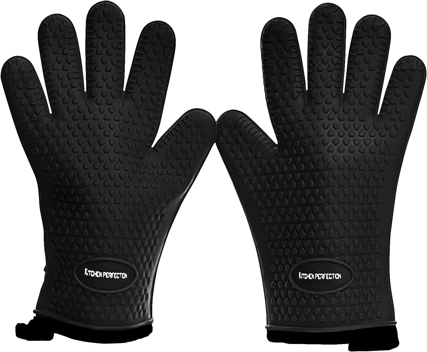 Silicone Smoker Oven Gloves -Extreme Heat Resistant BBQ Gloves -Handle Hot Food Right on Your Smoker Grill Fryer Pit|Waterproof Oven Mitts Grill Gloves |Superior Value Set+3 Bonuses