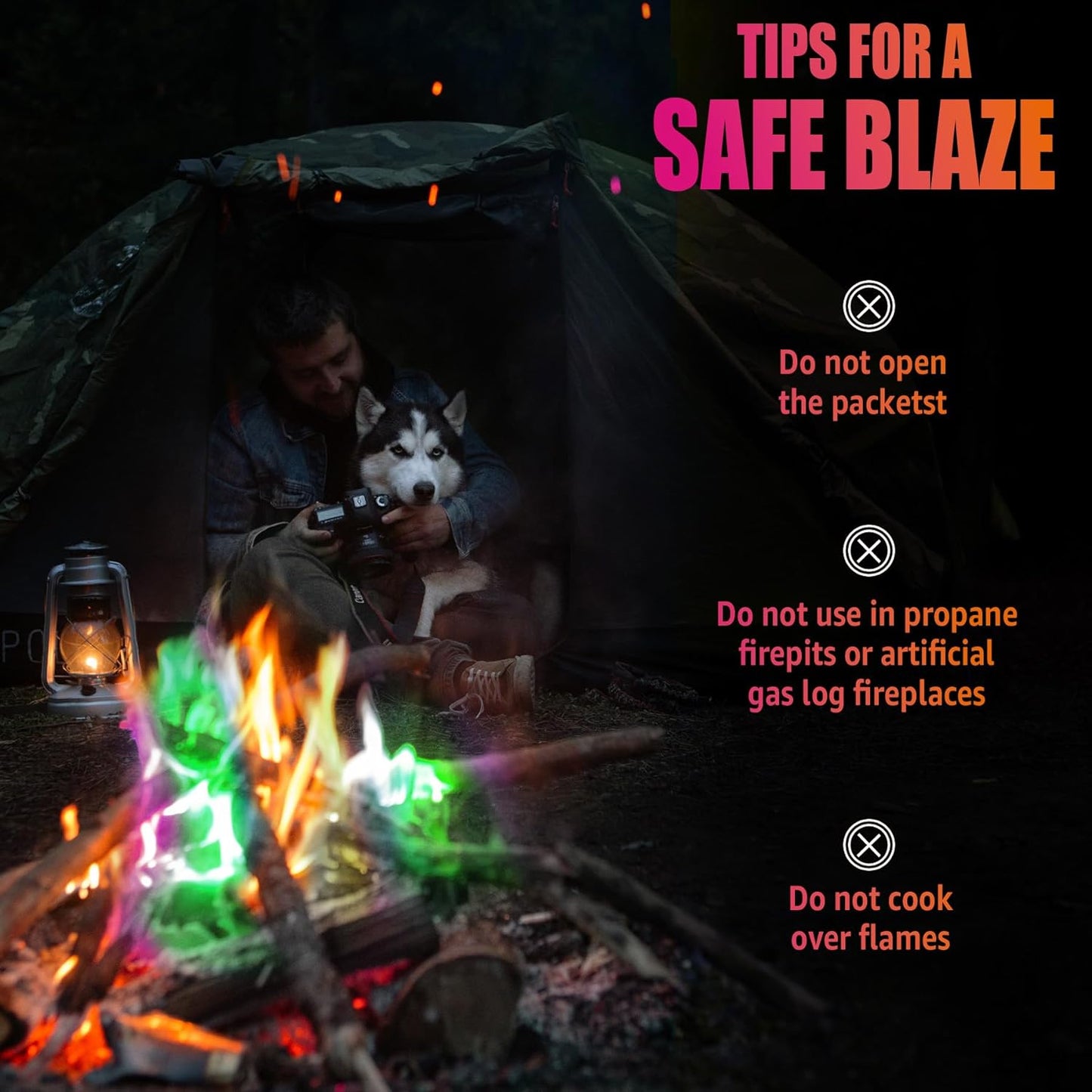 HGD (25 Pack) Magic Campfire Fire Color Changing Packets Fire Pit, Fire Color Packets,Magical Color Fire Packets, Bonfire Color Changing Packets, Campfire Color Flame Packets for Kids & Adults