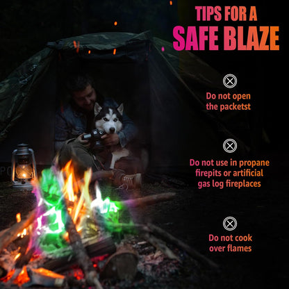 HGD (25 Pack) Magic Campfire Fire Color Changing Packets Fire Pit, Fire Color Packets,Magical Color Fire Packets, Bonfire Color Changing Packets, Campfire Color Flame Packets for Kids & Adults