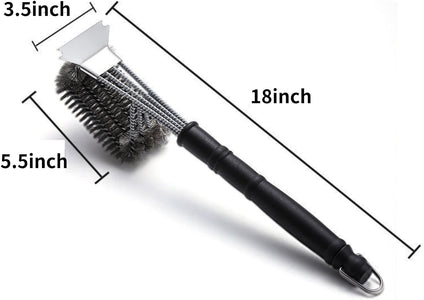 Grill Cleaning Brush and Scraper for Safe Cleaning Stainless Steel BBQ Accessories Tool with Hanging Loop, Size 18''X 3.5''