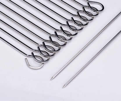 12 Inch Barbecue Skewers Metal BBQ Sticks,12Pack Stainless Steel Square Skewer,Kebob,Kabob Sets for Grill Outings Cooking (BBQ Skewers Square 12Inch-12P)