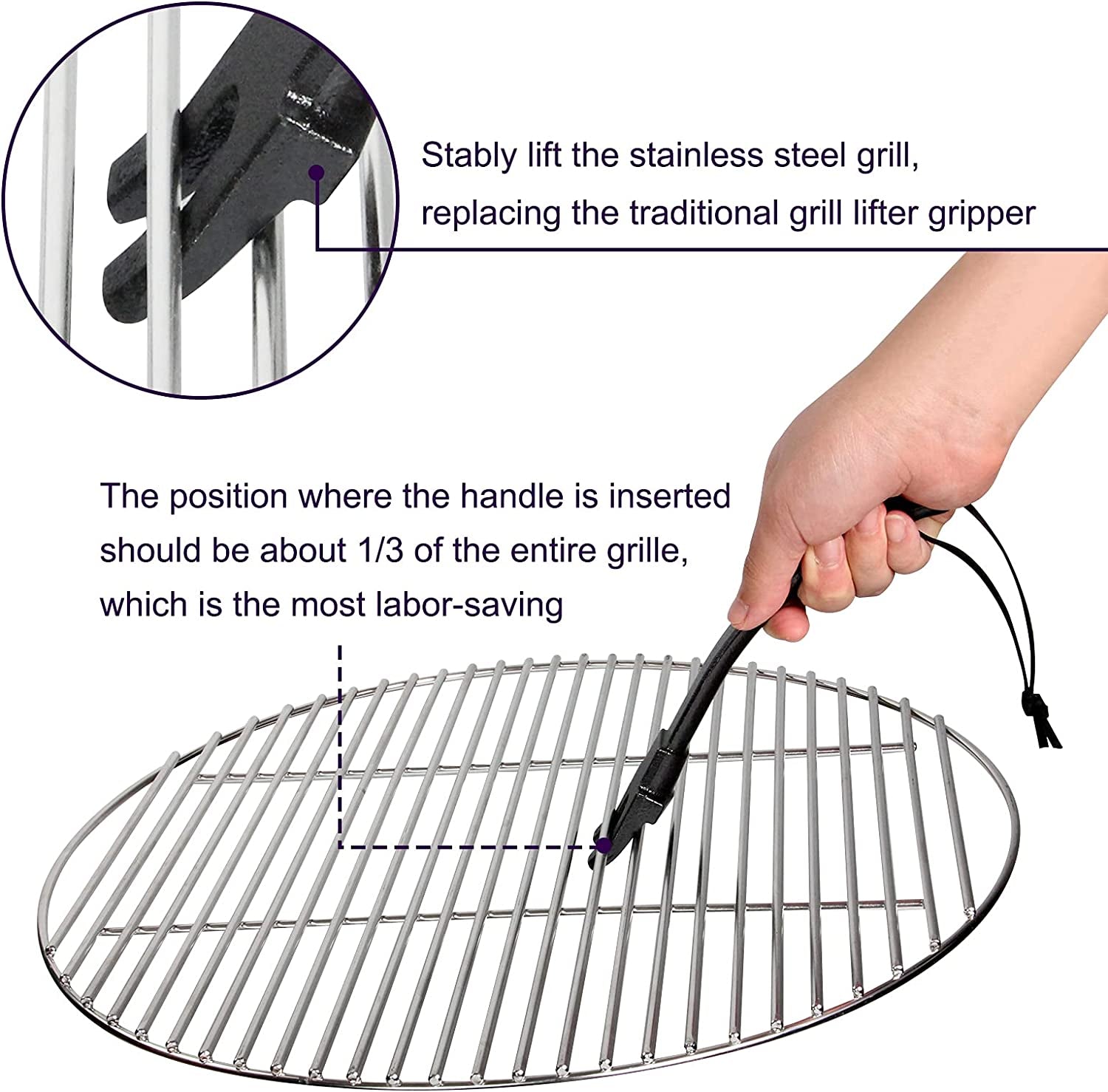Grill Grate Lifter Grill Cast Iron Cooking Grid Lifter,Big Green Egg Cast Iron Cooking Grate Handling Lifter Accessories for Moving Cast Iron and Stainless Steel Grilling Nets