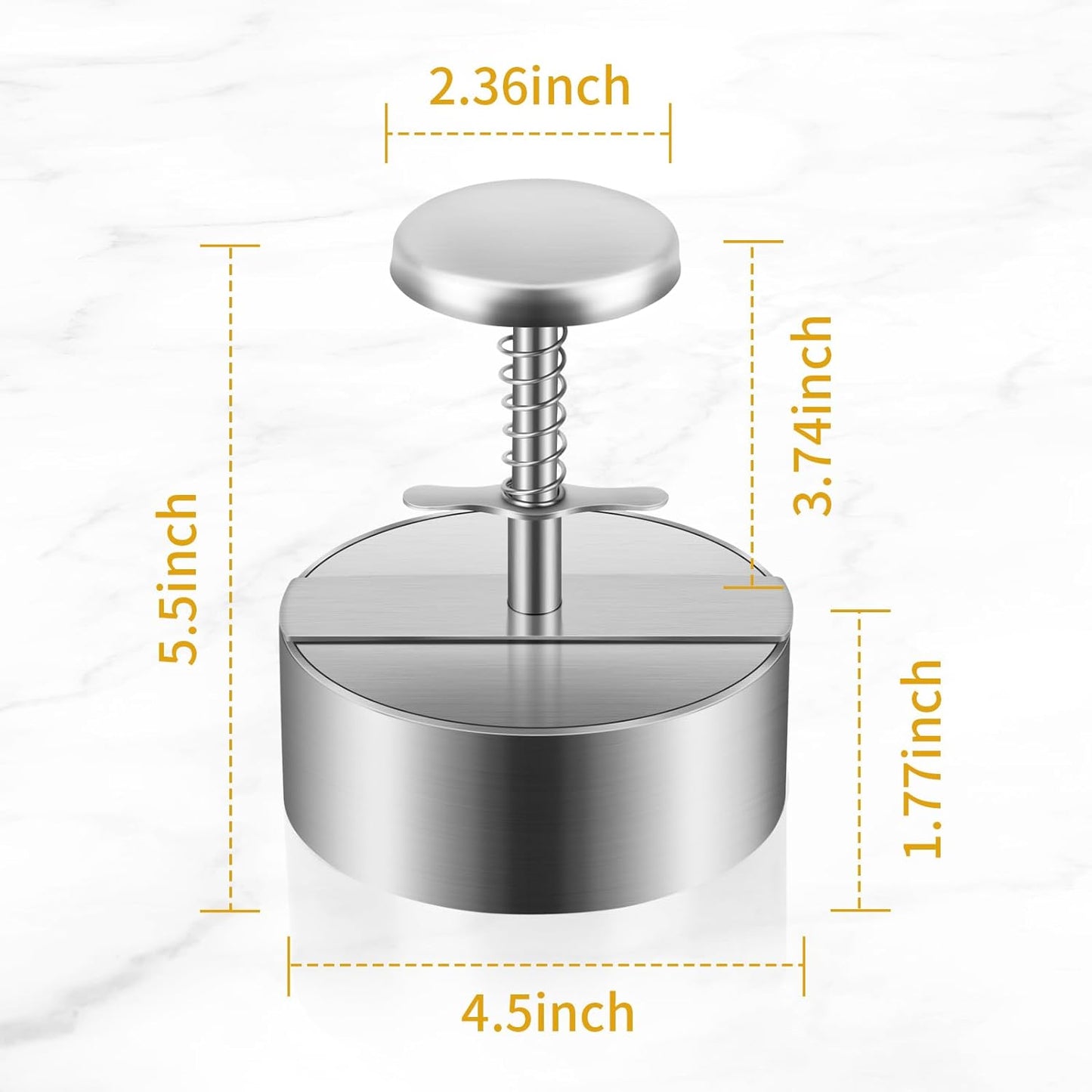 Diveken Burger Press, Stainless Steel Hamburger Patty Maker, 5.5 Inch Adjustable Burger Patty Maker, Patty Making Mold for Meat, Vegetables, Beef, BBQ Barbecue Homemade Hamburger
