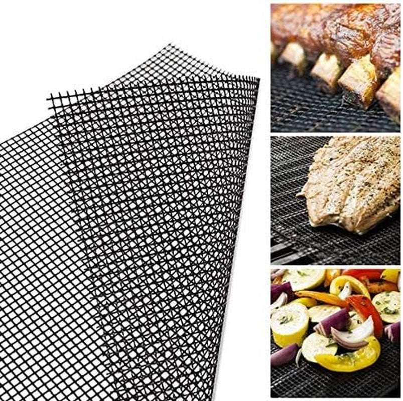 Aoocan Mesh Grill Mat Set of 4 Heavy Duty Non-Stick Mesh Grilling Mats & Barbecue Accessories - Reusable and Easy to Clean - Works on Gas, Charcoal or Electric Grill and More 15.4 X 12 Inch