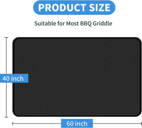 Image of under BBQ Grill Mats, Floor Mat for Outdoor Grill Deck, Fire Pit Mat, Double-Sided, Fireproof, Oil Proof, Easy to Clean Reusable Patio Floor Mat Deck Protector (40 * 60Inch)