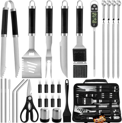 29 PCS BBQ Grill Accessories Stainless Steel BBQ Tools Grilling Tools Set with Storage Bag for Christmas Dads Birthday Presents - Camping Grill Utensils Set Ideal Grilling Gifts for Men Women