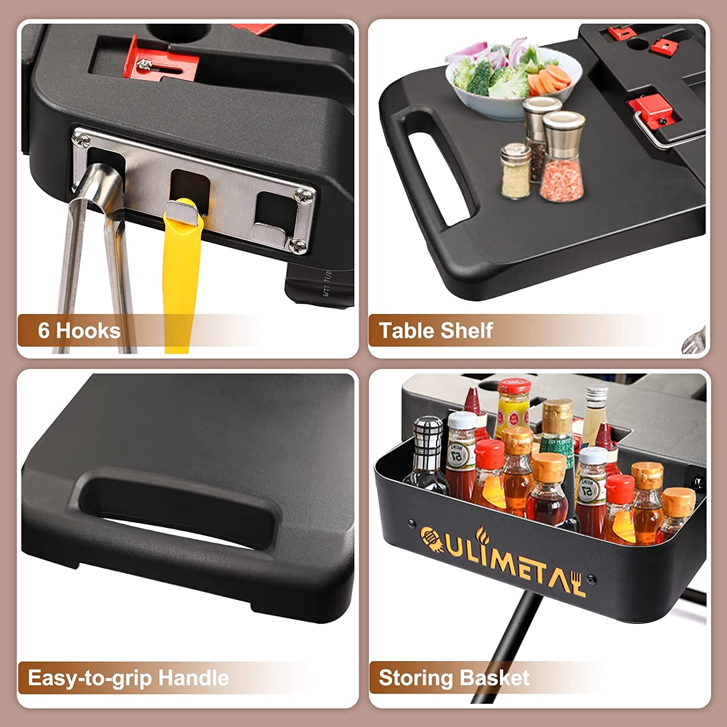 Portable Grill Cart for Weber Q1000, Q2000 Series Gas Grills and Blackstone 17” 22” Table Top Griddles, Portable Griddle Stand