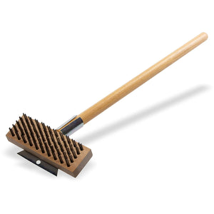 Wood Oven Grill Brush & Scraper with Handle, 30 Inches, Natural