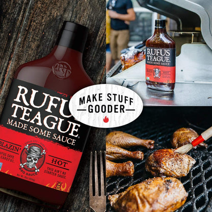 Rufus Teague - Blazin' Hot BBQ Sauce - Premium Barbecue Sauce - 15.25 Oz. Bottles - 2 Pack