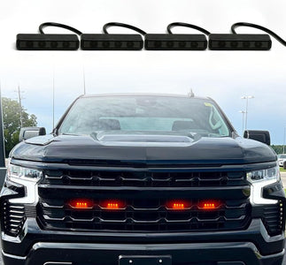 LED Grill Lights for 2019-2023 Chevrolet Silverado Grille Raptor Lights for 2022 Chevy Silverado Accessories Front Grille Trims