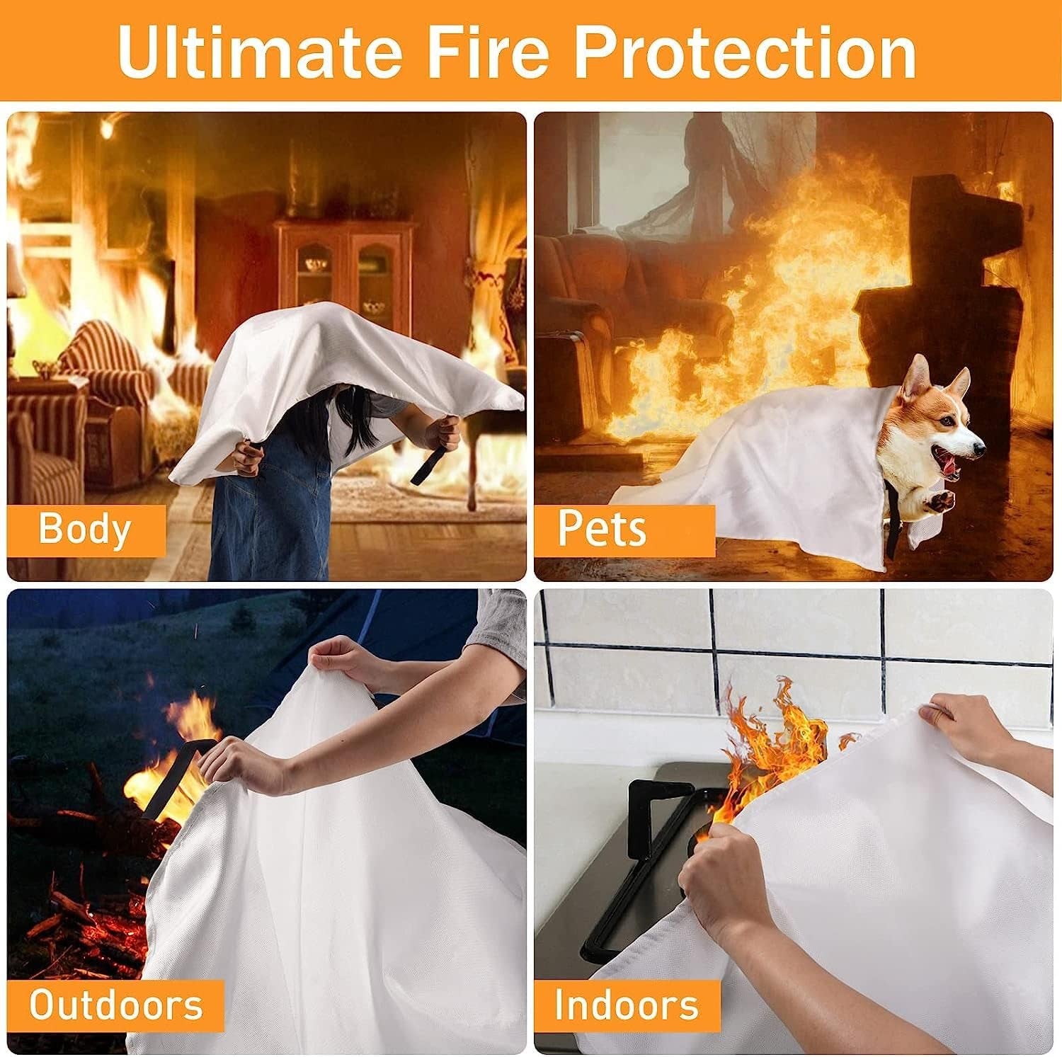 Emergency Fire Blankets for Home Kitchen - Mondoshop Fiberglass Fireproof Blankets for Camping, Picnic, Fireplace, School, Grill, Car, Office, Warehouse