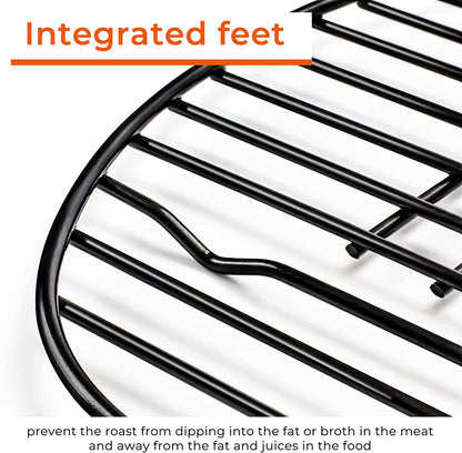 Oval Roasting Rack with Integrated Feet, Non-Stick Coating, Baking Rack Easy to Clean for Cooking, Roasting, Drying, Grilling 12×8.5 Inches Black
