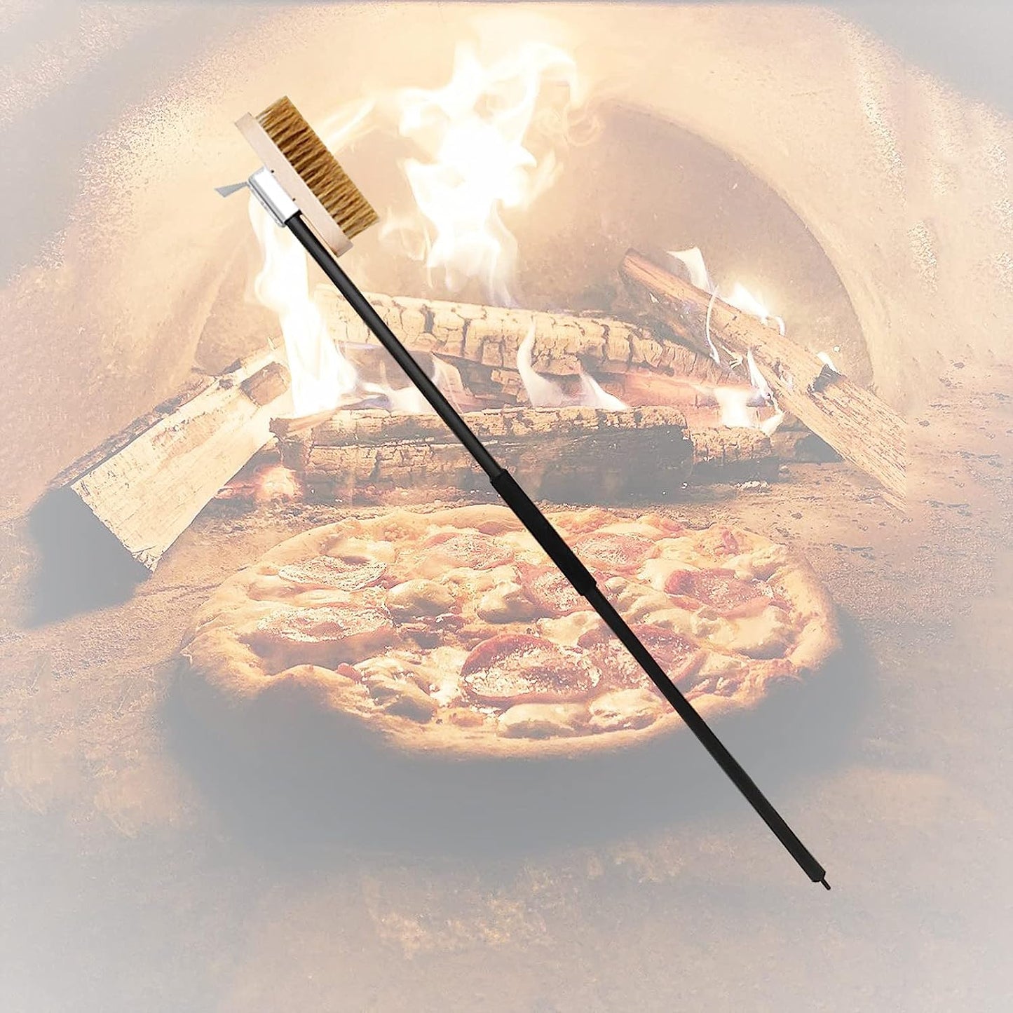 Pizza Oven Cleaning Brush Bolder and Thicker Brass Bristles with Metal Scraper
