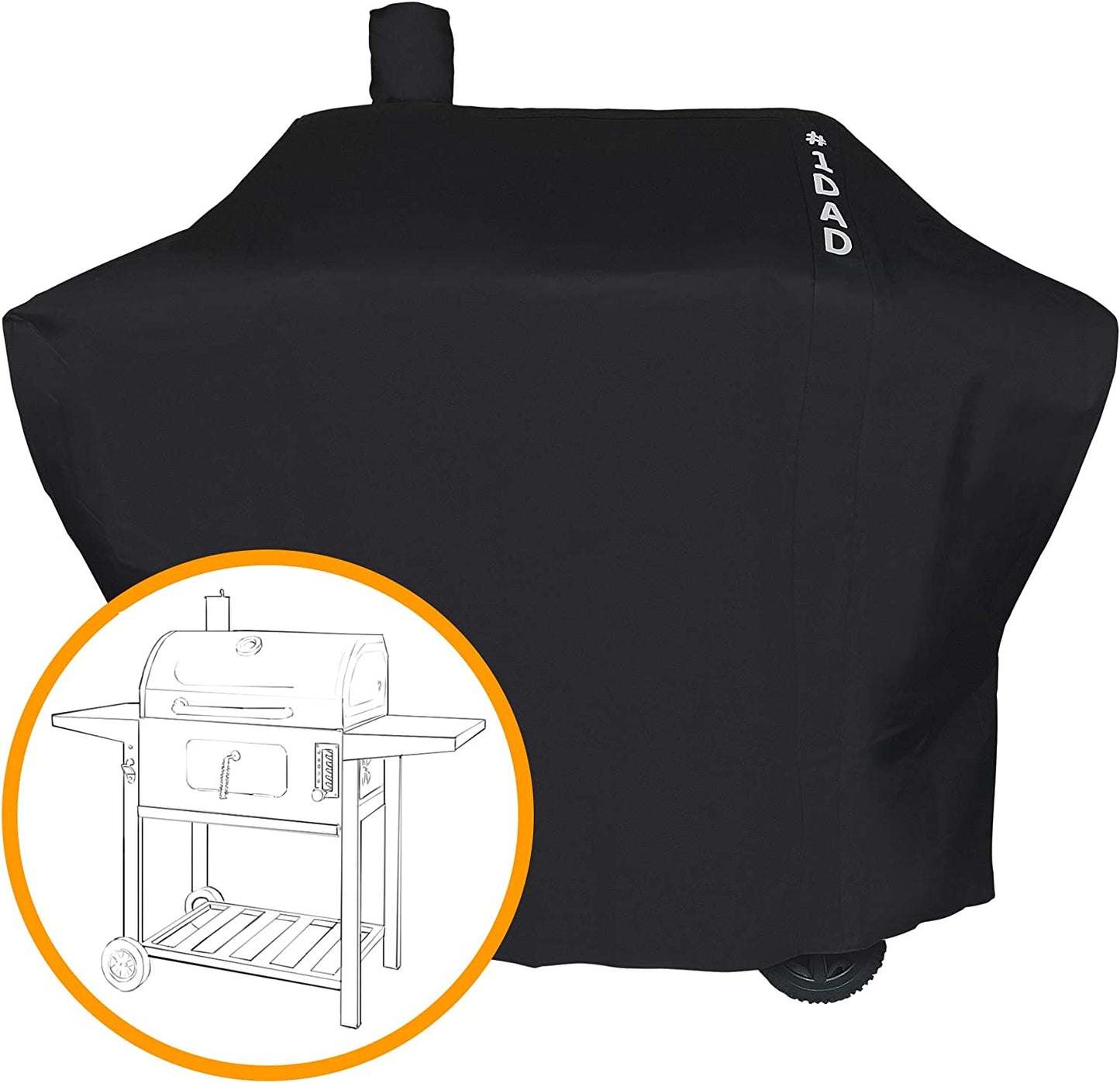 Smoker Grill Cover Sized for Char-Griller Charcoal Grill 2190 Heavy Duty Waterproof Patio 600D Canvas Barbeque BBQ Grill Cover