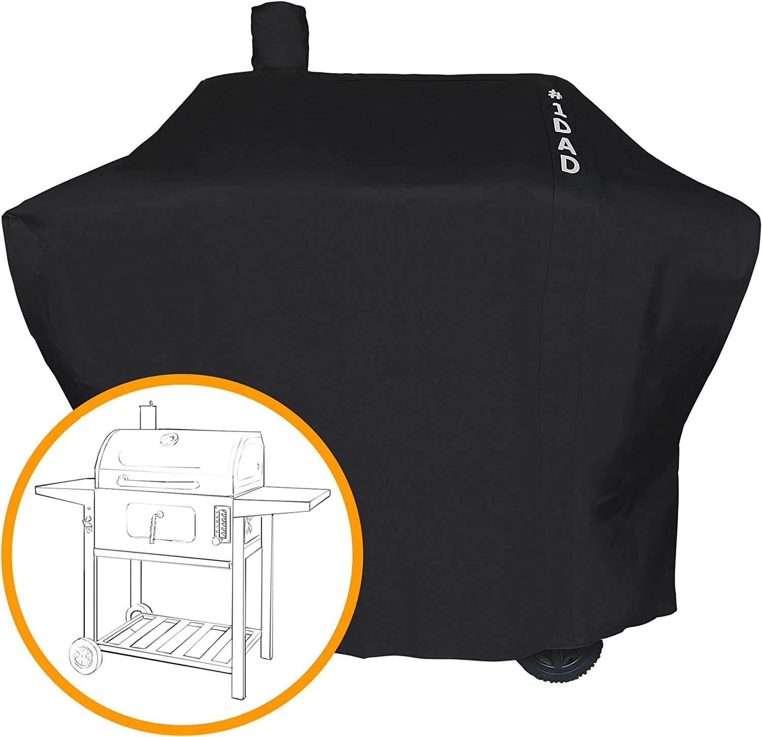 Smoker Grill Cover Sized for Char-Griller Charcoal Grill 2190 Heavy Duty Waterproof Patio 600D Canvas Barbeque BBQ Grill Cover
