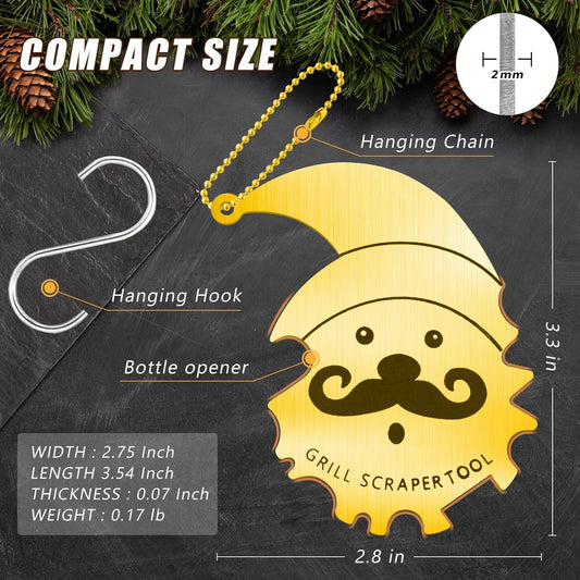 Xmas Gifts for Men Dad Boyfriend Husband Grill Brush and Scraper Bristle Free,Mens Stocking Stuffers,Bbq Accessories Grill Brush for Outdoor Grill,Kitchen Gadgets Cleaner(Gold)