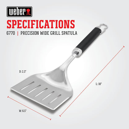 Weber Precision Grill Wide Spatula, Silver/Black, Large