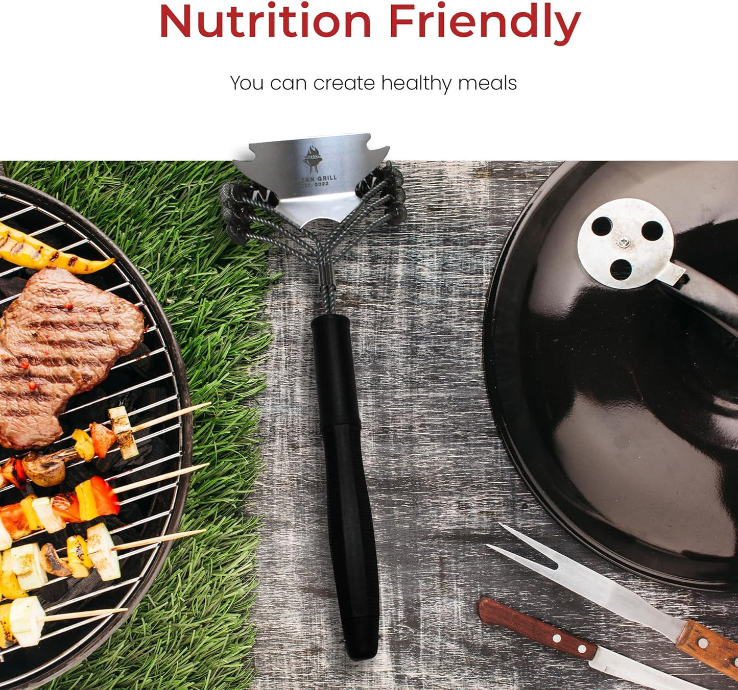 Clean Grill Superior BBQ Grill Brush - Efficient, Safe Wire Bristle Barbecue Cleaning Tool - Extra Strong Cleaner, for Grill Lovers, Ideal for Cleaning Any BBQ Grill