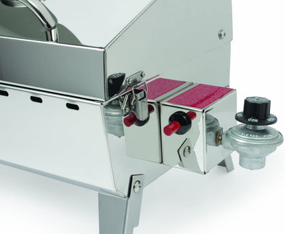 Stainless Steel Portable Propane Gas Grill, Convenient Size for Tailgating, Camping, RV, Picnicking, Home and Boats, Includes Storage Bag (125 Square Inches of Cooking Surface)