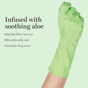 Medline Aloe-Infused Cleaning Gloves, Reusable Latex Gloves for Household Cleaning, Flocklined Cleaning Gloves