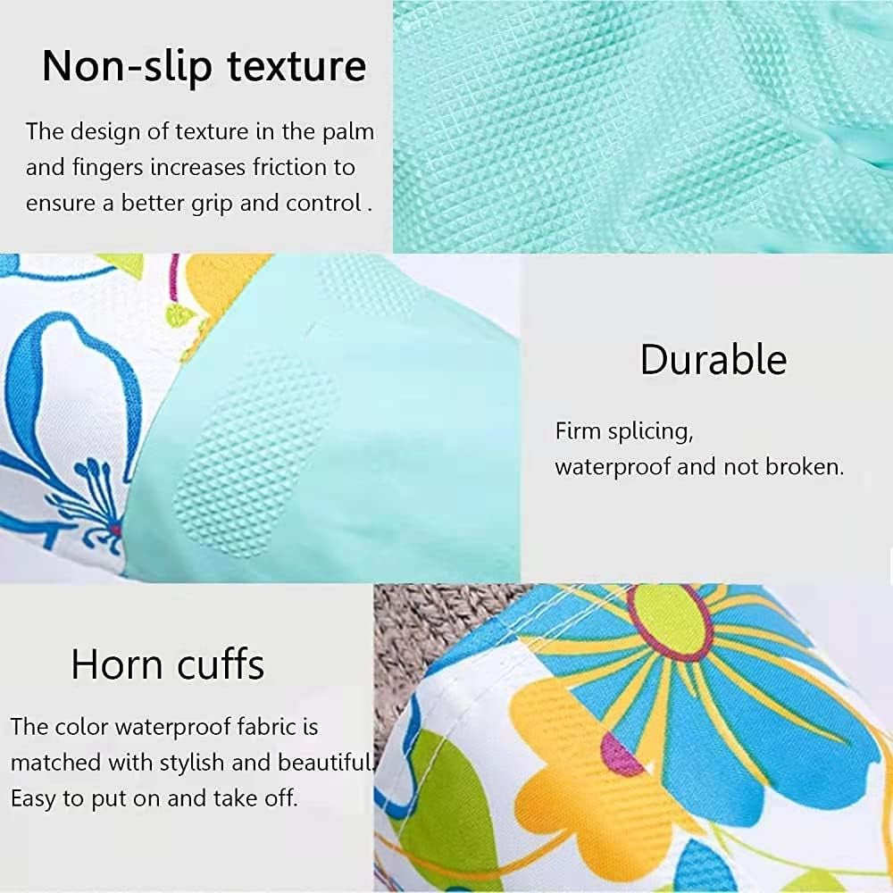 Dishwashing Rubber Gloves,  Non-Slip Household Laundry Kitchen Cleaning Gloves, Reusable PU Waterproof Latex Gloves