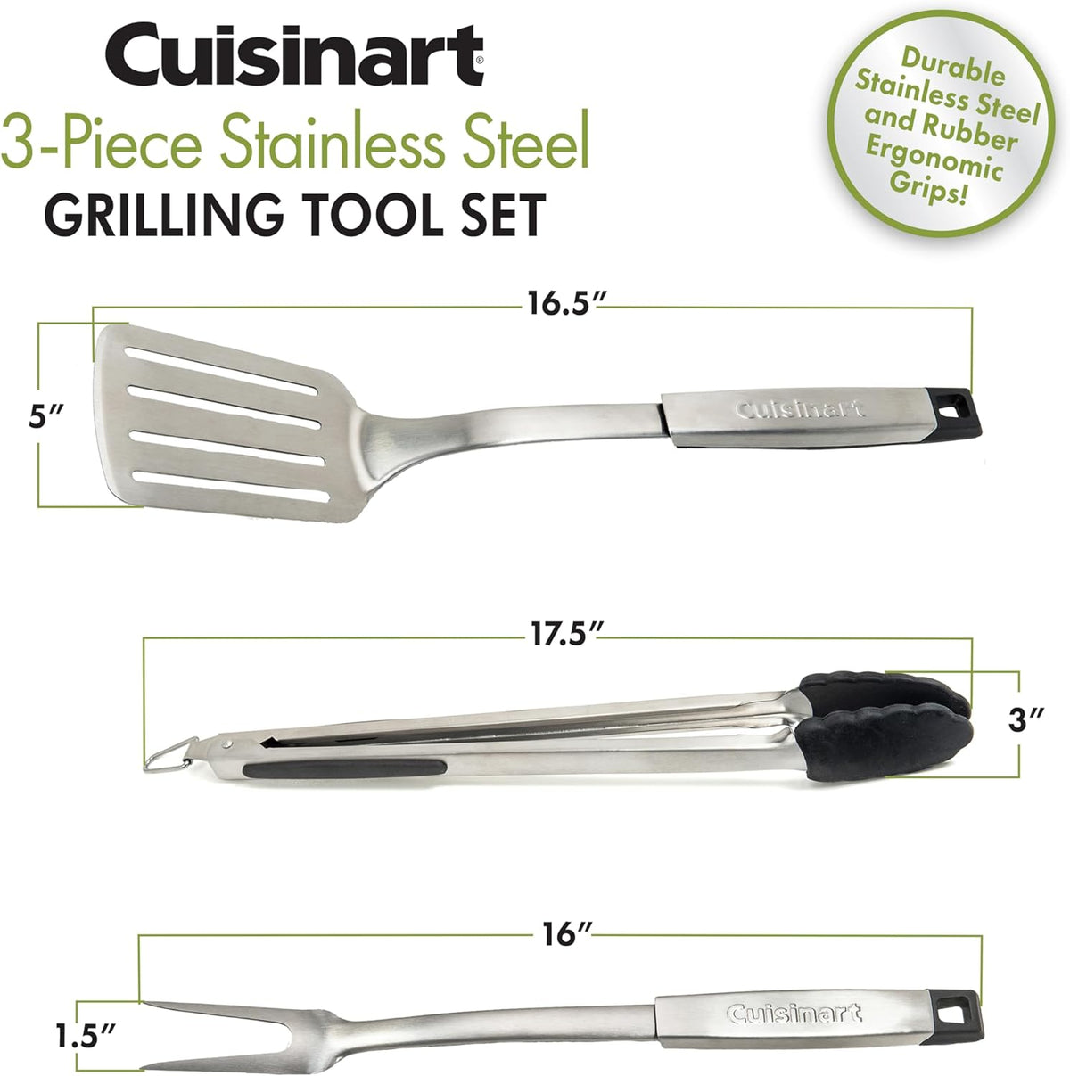 CGS-333 Professional Grill Tool Set (3-Piece),Black and Stainless Steel