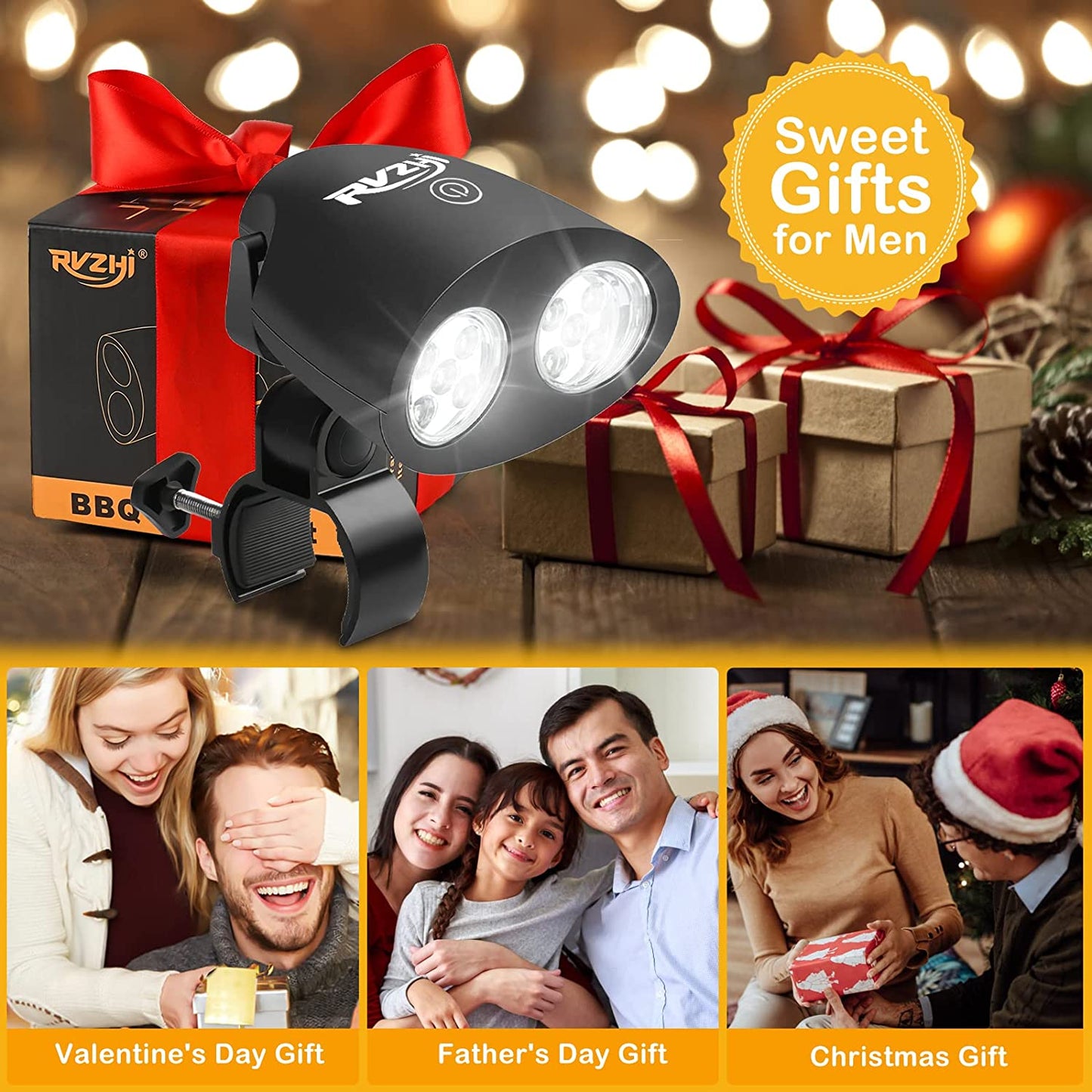 Grill Light BBQ Accessories - Upgraded Waterproof Grilling Accessories for Outdoor Grill, Smoker Accessories Grilling Gifts for Men Women Dad, Flexible BBQ Light with 10 Super Bright LED Lamps