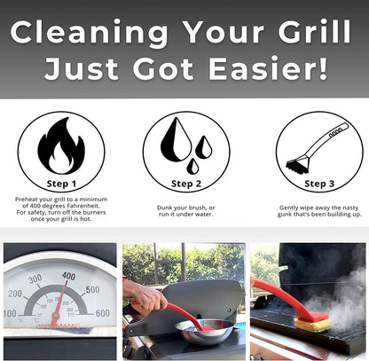 BBQ Replaceable Scraper Cleaning Head, Bristle Free - Durable and Unique Scraper Tools for Cast Iron or Stainless-Steel Grates, Barbecue Cleaner (Grill Brush)