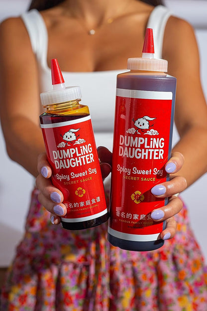 Dumpling Daughter - Spicy Sweet Soy Sauce (8 Oz) - Brown Sugar Sweetened Dumplings Sauce Balanced with Spicy Chili Oil - the Perfect Asian Dipping Sauce